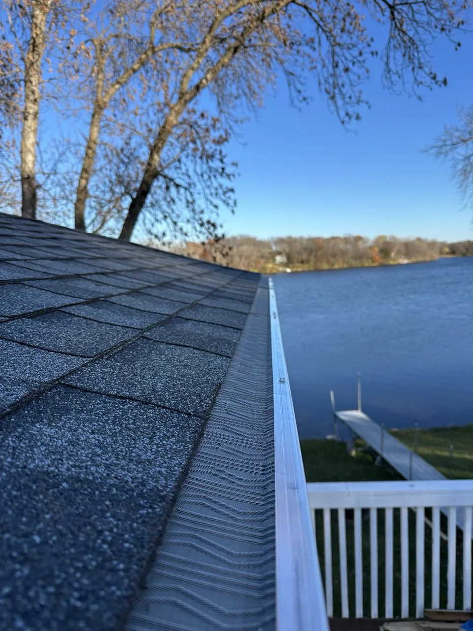 Gutter guard protection on a lakefront home in Orono, MN